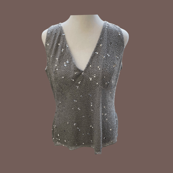 MARINA Tops - Vintage Marina Beaded Sequin Tank Top – 90s Minimal Glam